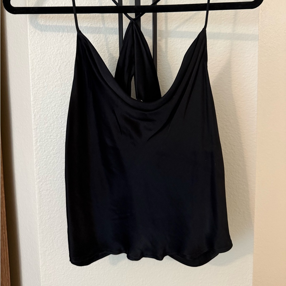 Zara Black Satin Cami with Open Back